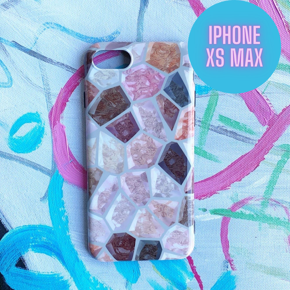 iPhone XS Max Case Marble Gem Print NEW